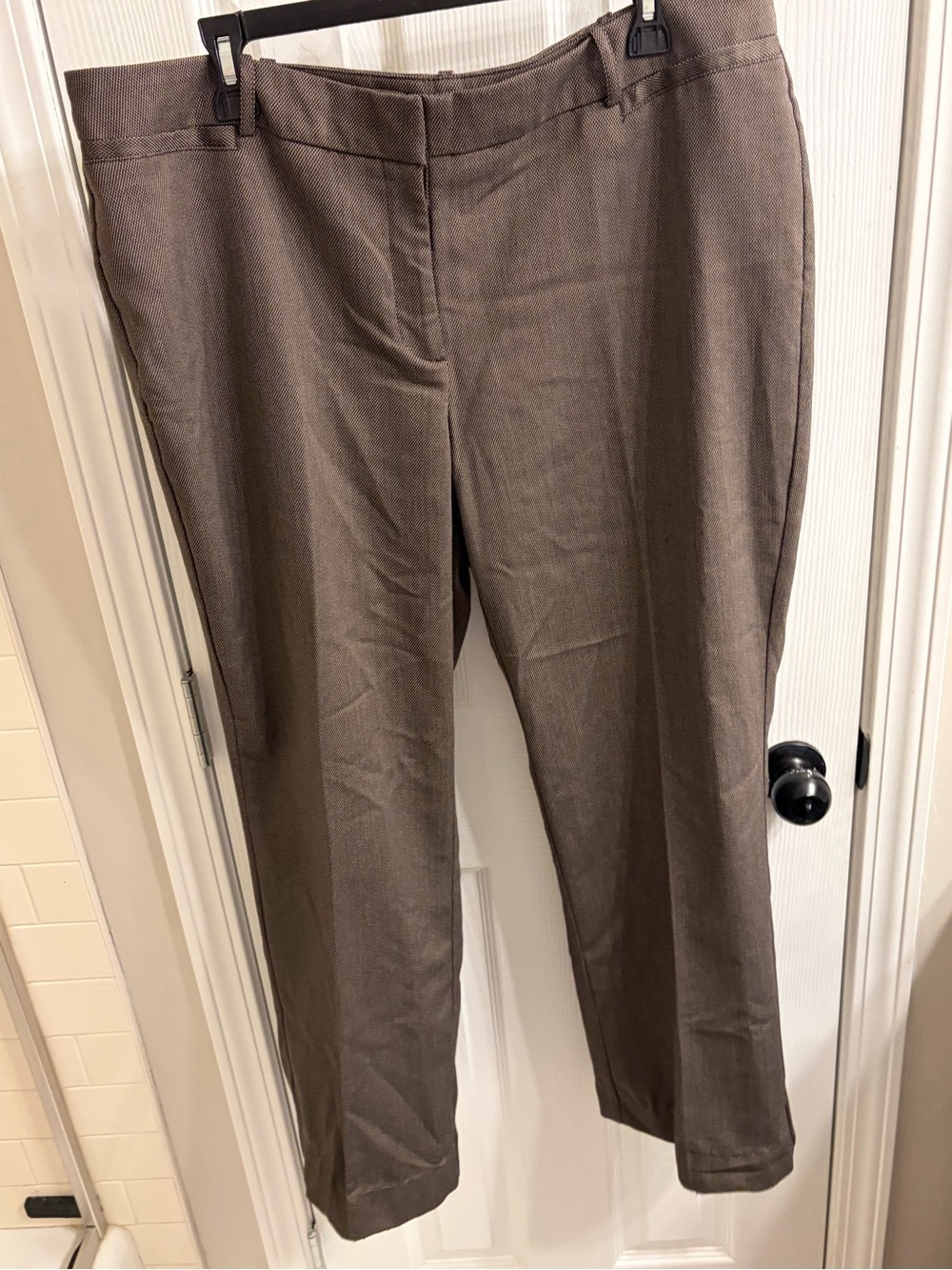 Worthington Textured Brown Curvy-Fit Dress Pants